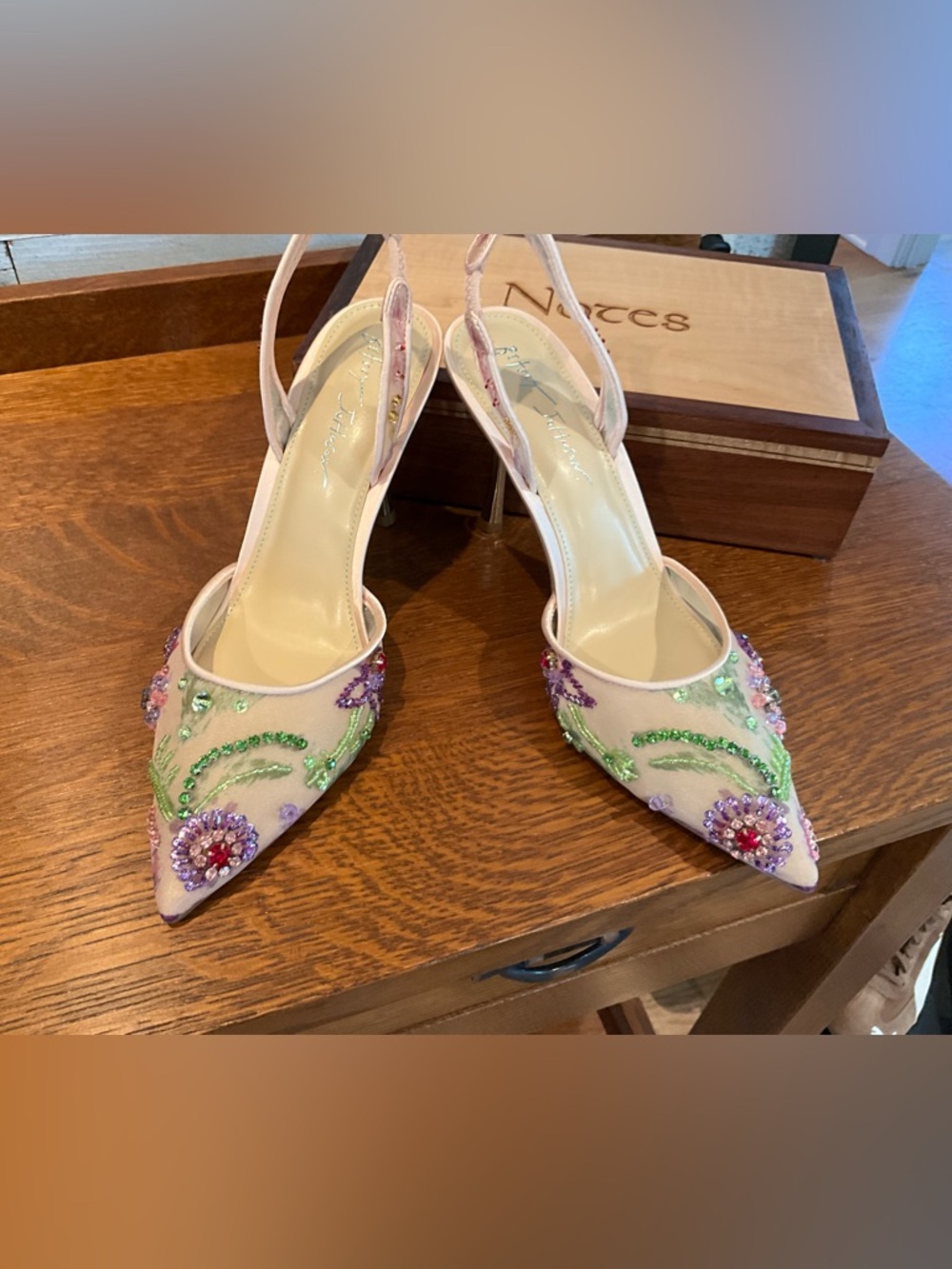 New Betsy Johnson Velma Heel Multicolor Crystal Floral Embroidery - Picture 4 of 6
